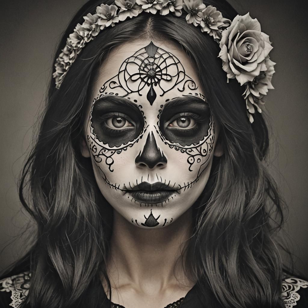 German Woman as Catrina in Gothic Fantasy Style