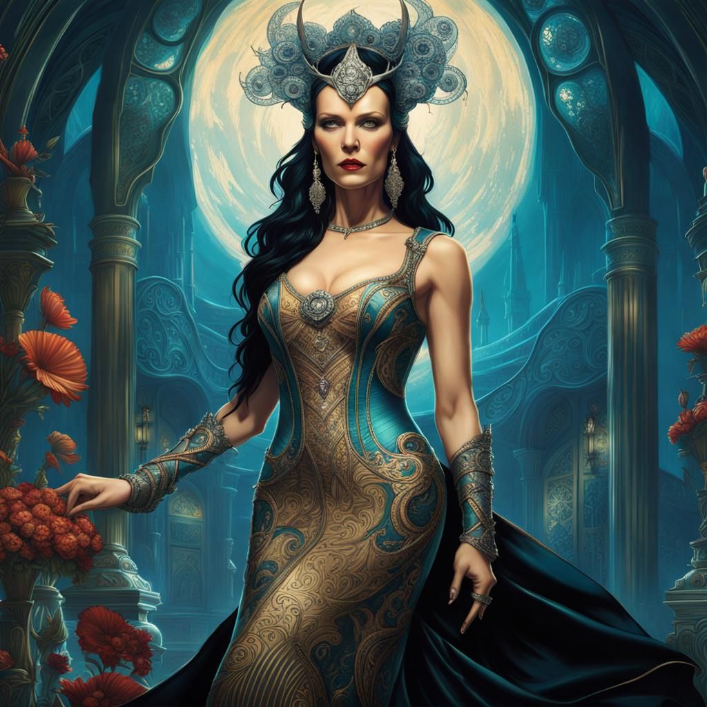 Tarja Turunen wearing a evening dress