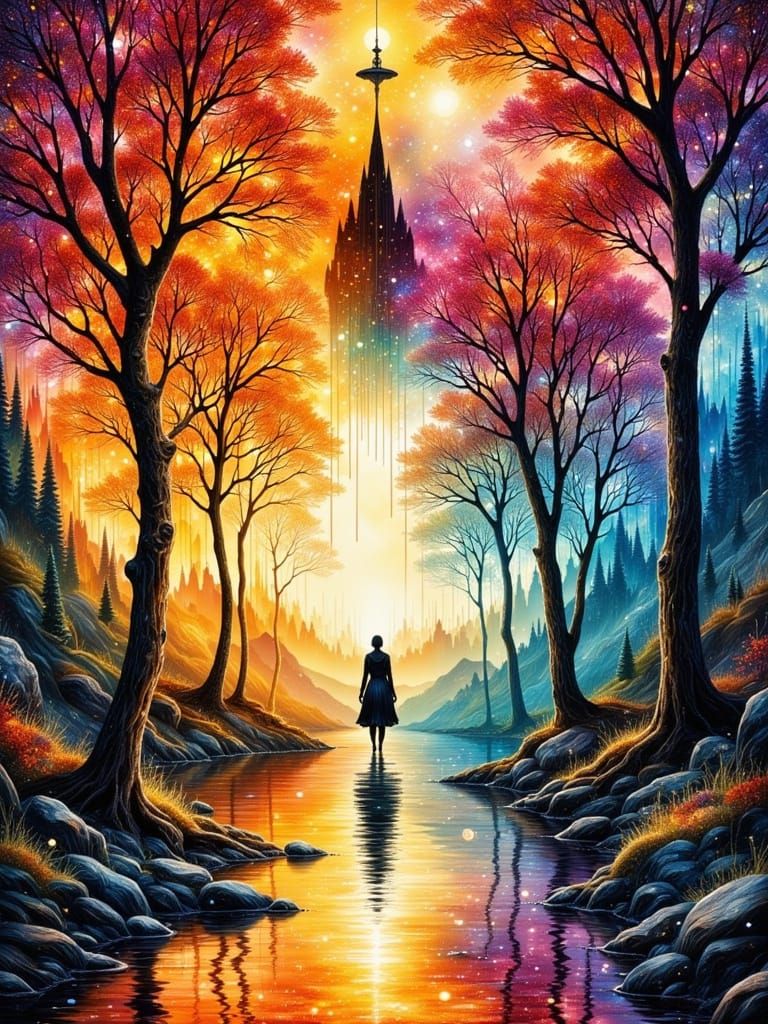 Double Exposure: Galaxy Meets Starry Landscape