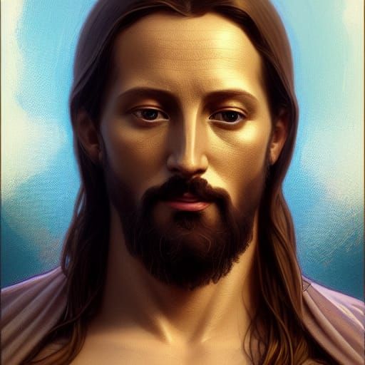 Jesus and Buddha Portrait in Art Nouveau Style