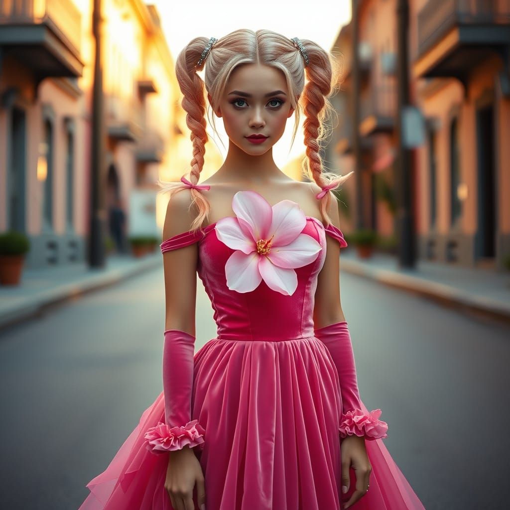 Ethereal Princess in Lavish Pink Attire