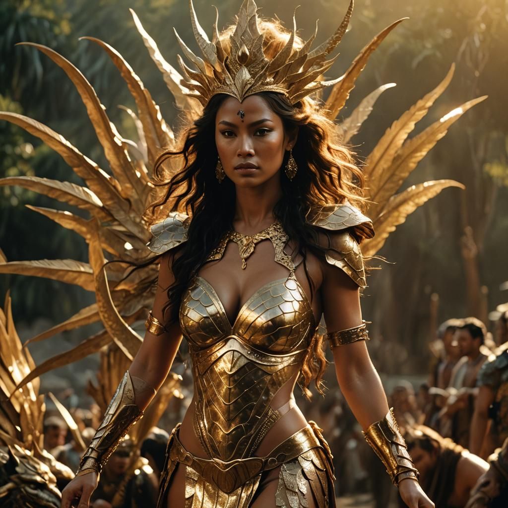 Cinematic Naga Queen in Gold Armor
