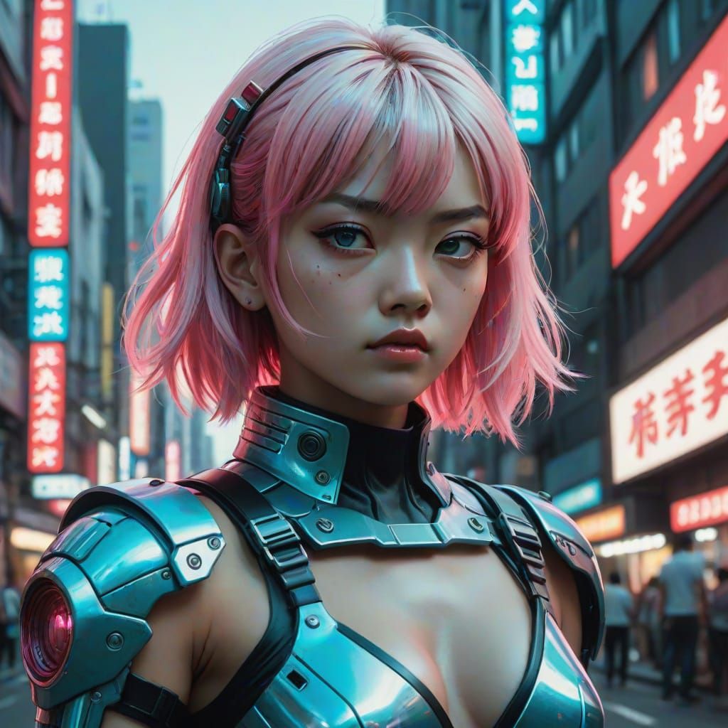 Cyberpunk Graphic Novel Woman in Neo-Tokyo Style