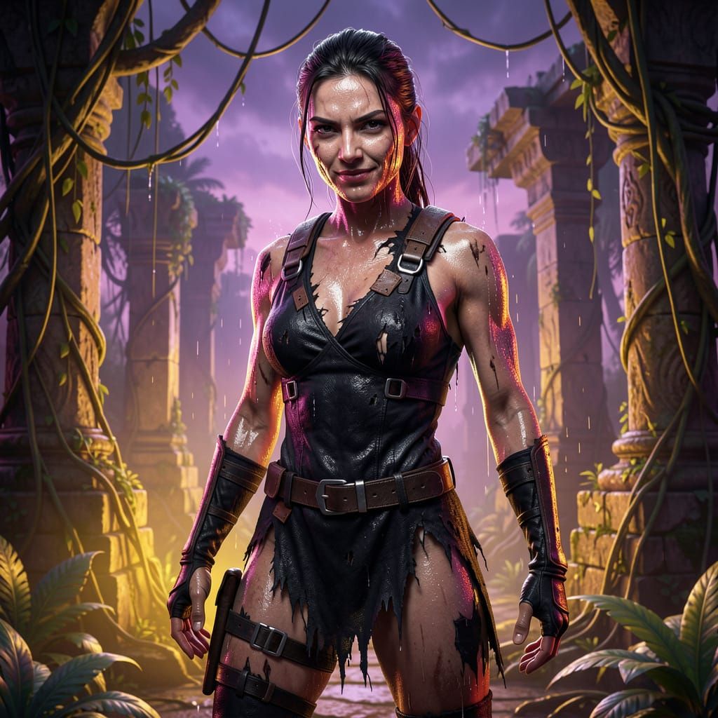 Adventurer in Minimalist Tactical Gear Amidst Ruins