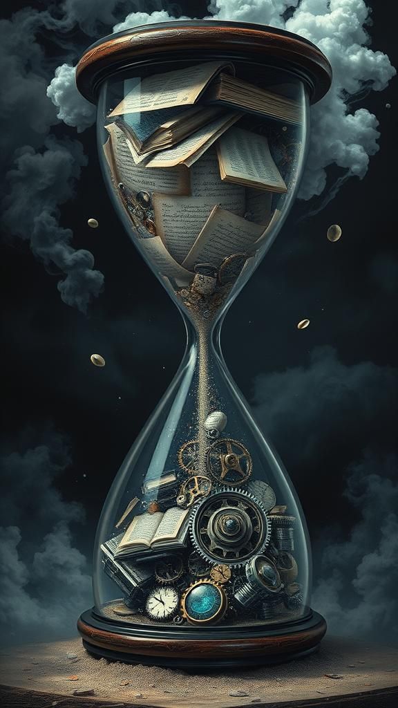 Hourglass of Eras: A Surrealist Vision