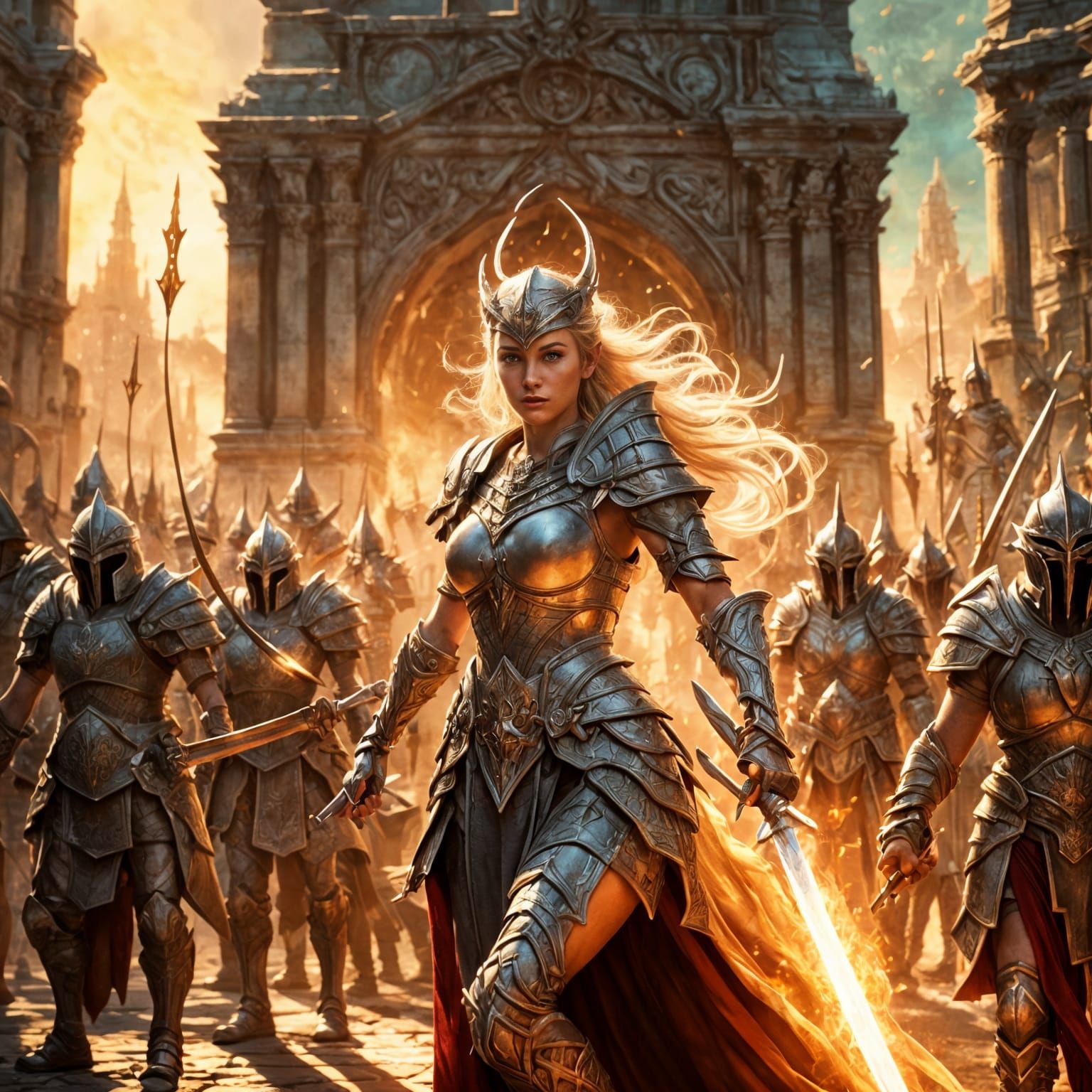 Epic Elven Gladiator Princess Battles Undead in Hyper Realis...