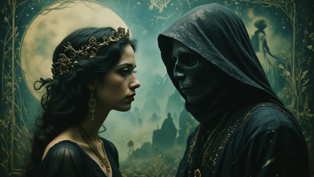 Hekate Meets Lord of Shadows in Mystical Portrait