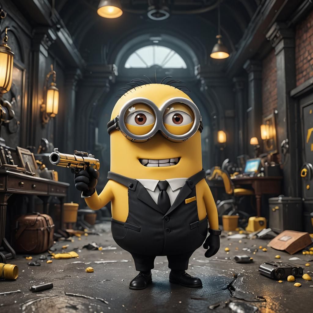 Minion as James Bond: Detailed Matte Painting