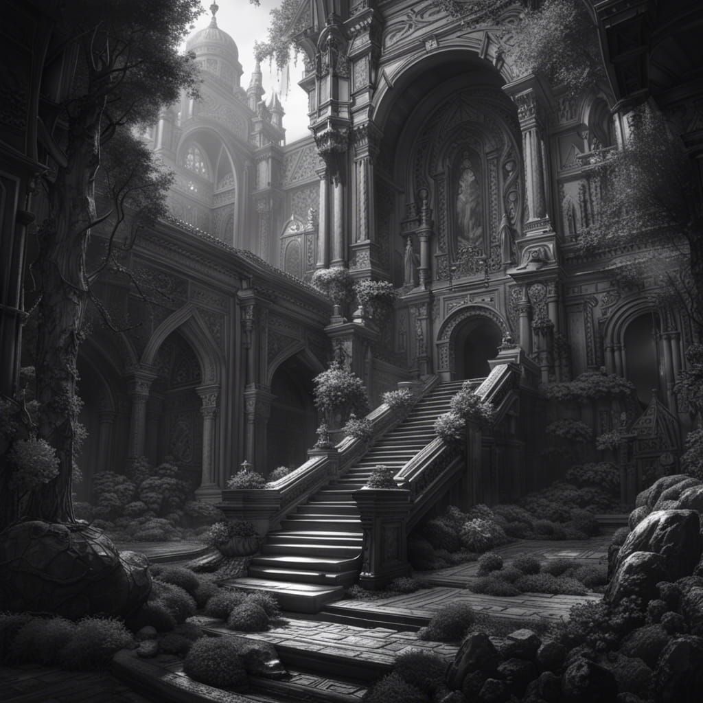 Dragon in Forest: Black and White Fantasy Art