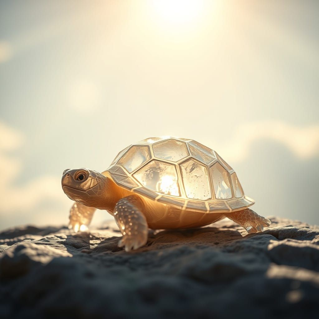 Crystal Turtle Bathed in Heavenly Light