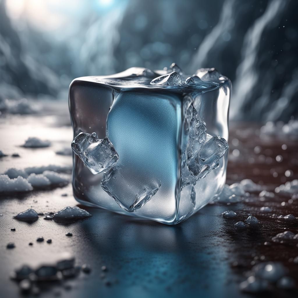 Realistic Ice Cube: Detailed Matte Painting