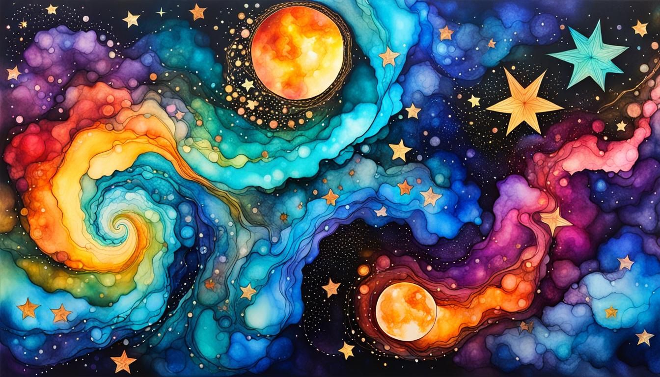 Abstract Alcohol Ink Dreamtime Starscape