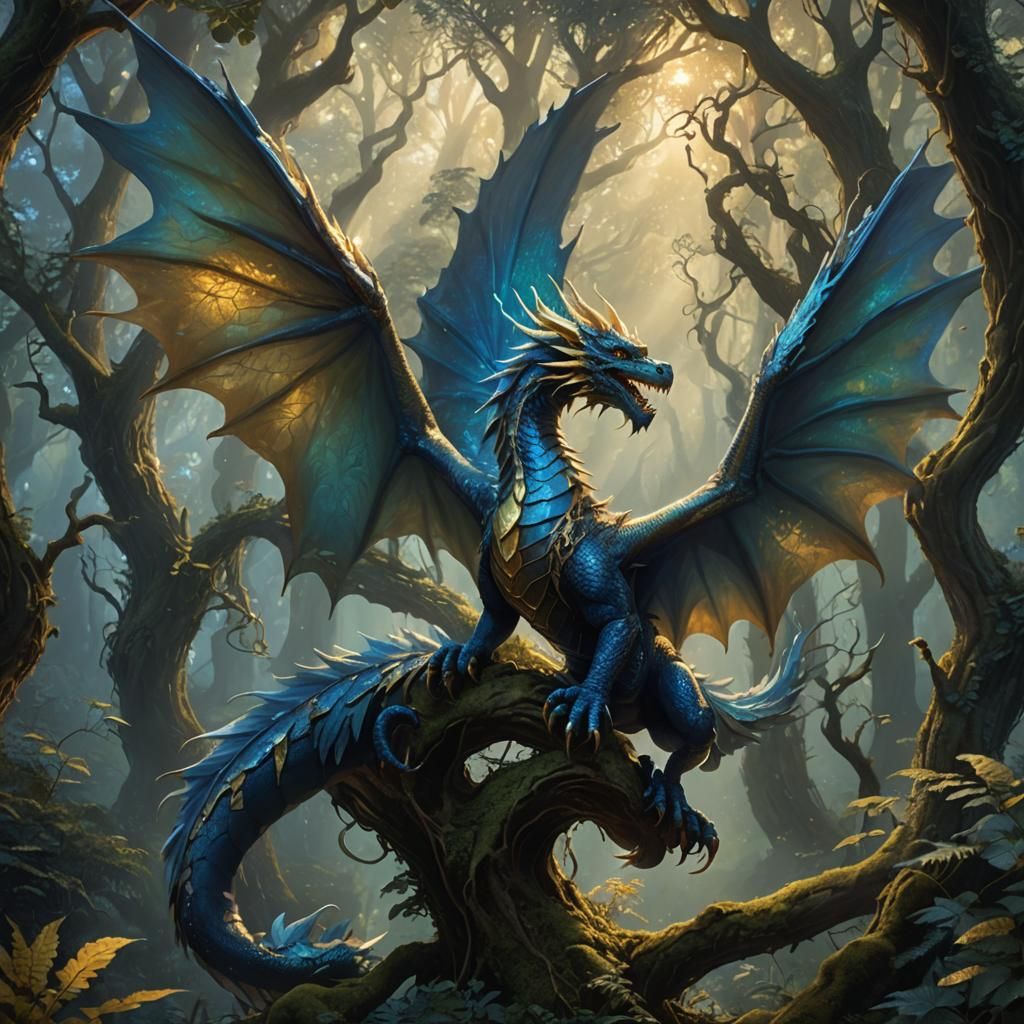 Treble Clef Dragon in Mystical Forest