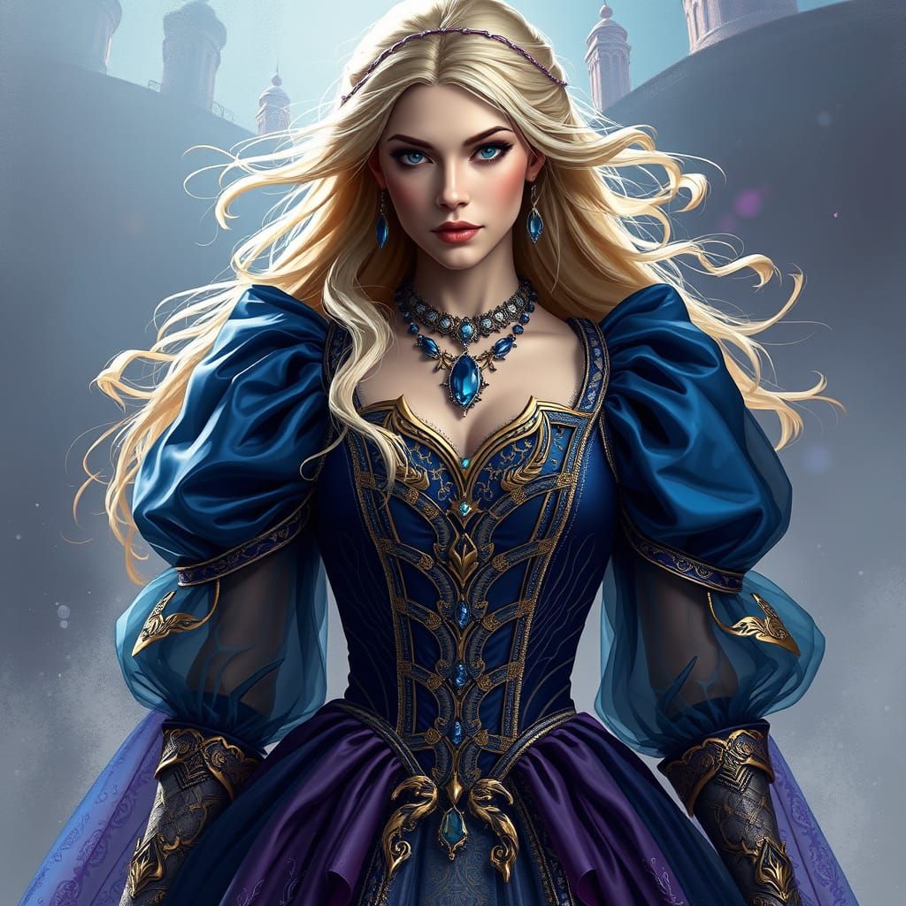 Regal Queen in Elegant Royal Gown