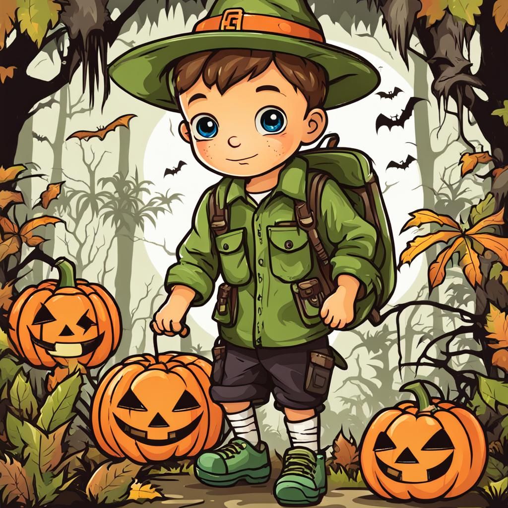 Halloween: Cute Boy in a Mysterious Jungle
