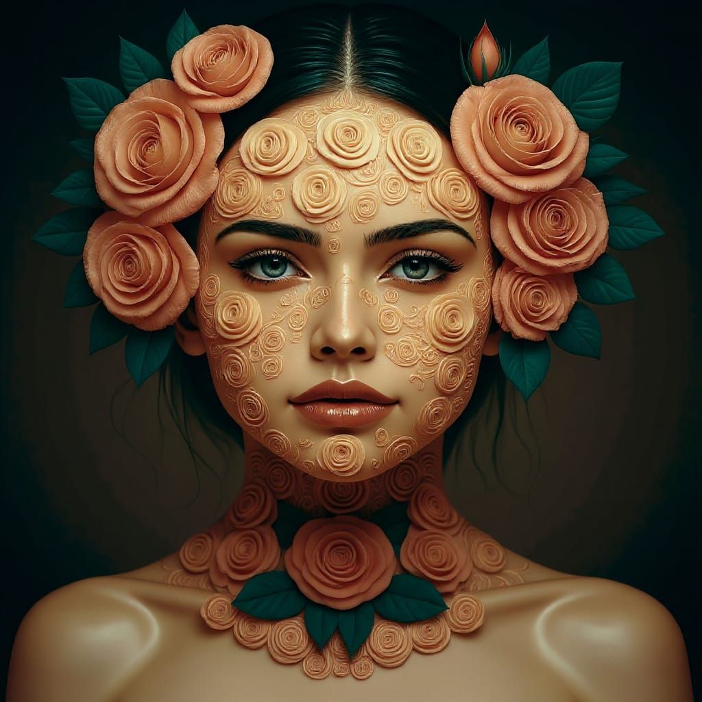 AI Generated Face Made of Roses