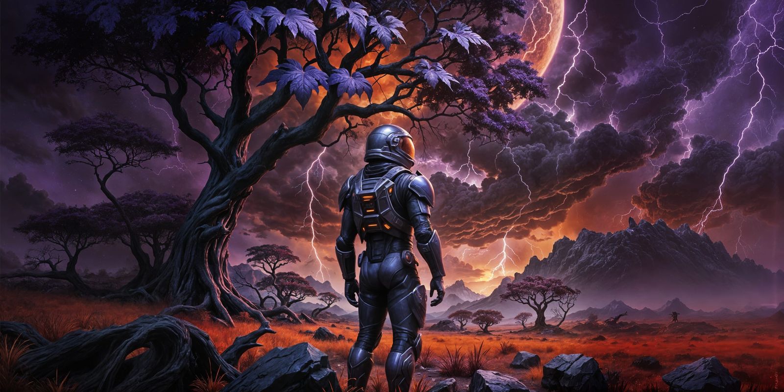 Electric Storm on Alien Planet with Explorer