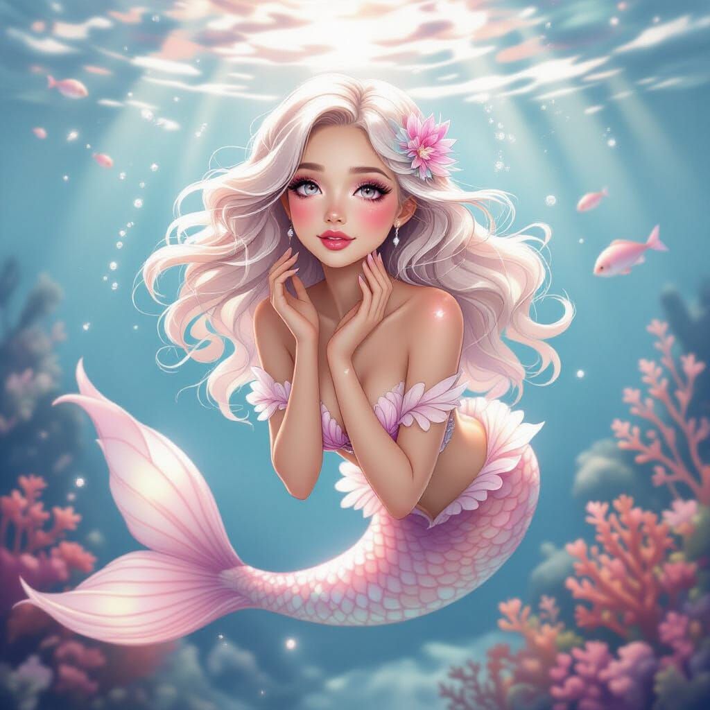 Ethereal Mermaid in Blush Pink Underwater