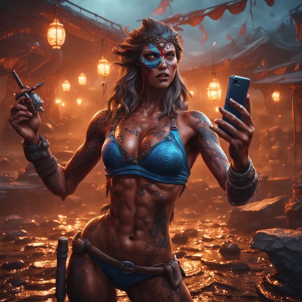 Female Jason Voorhees Selfie in Detailed Matte Painting