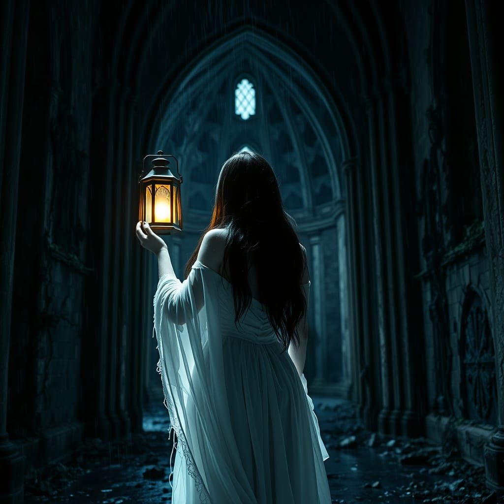 Ethereal Haunted Beauty in Muted Cinematic Style