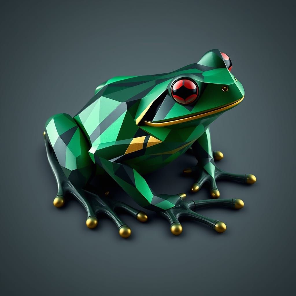 Geometric Frog in Art Deco Style