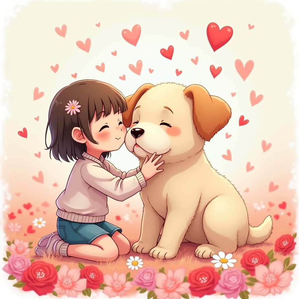 Puppy Love in Vibrant Anime Key Visual Style