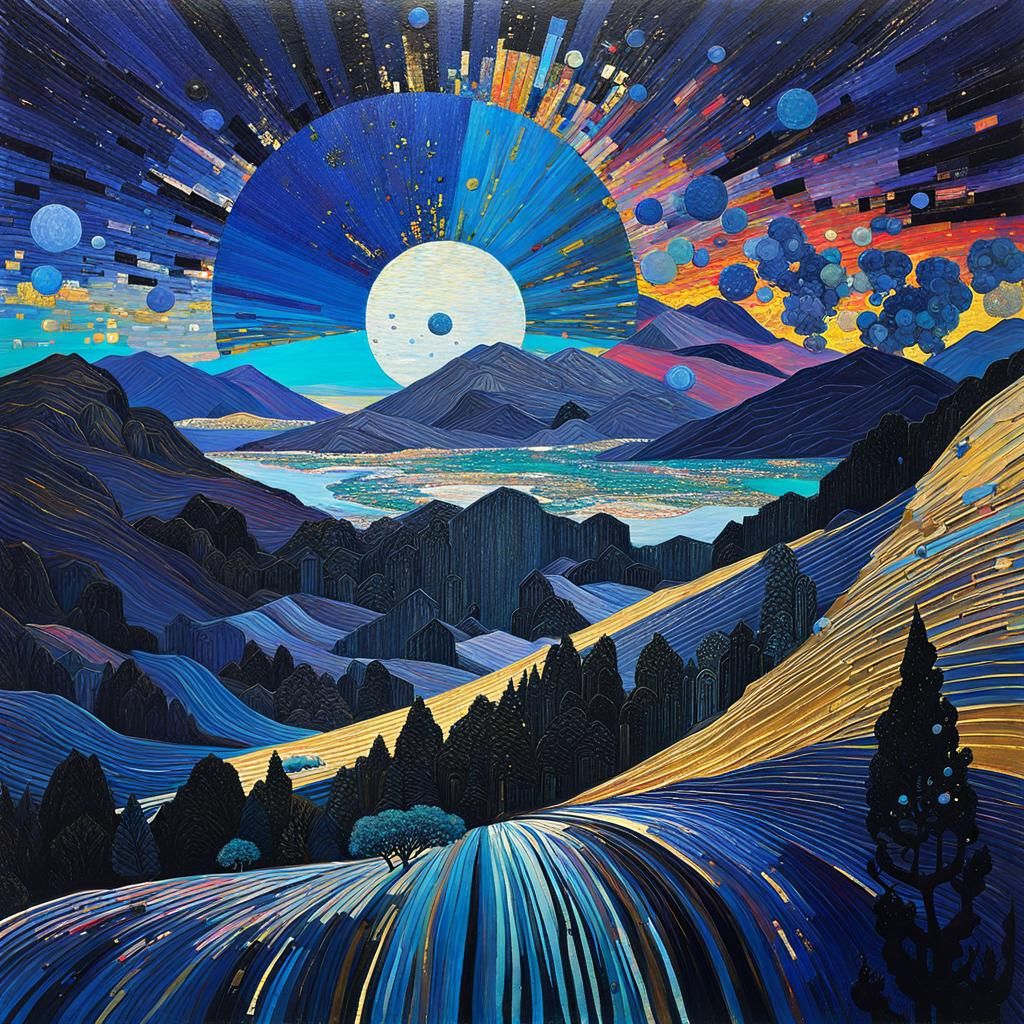 Glistening Landscape with Impressionistic Impasto Elements