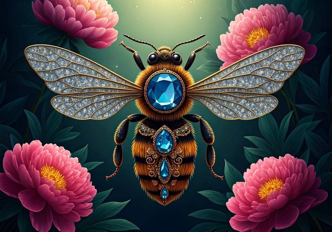 Majestic Bee in Fantasy Garden Art