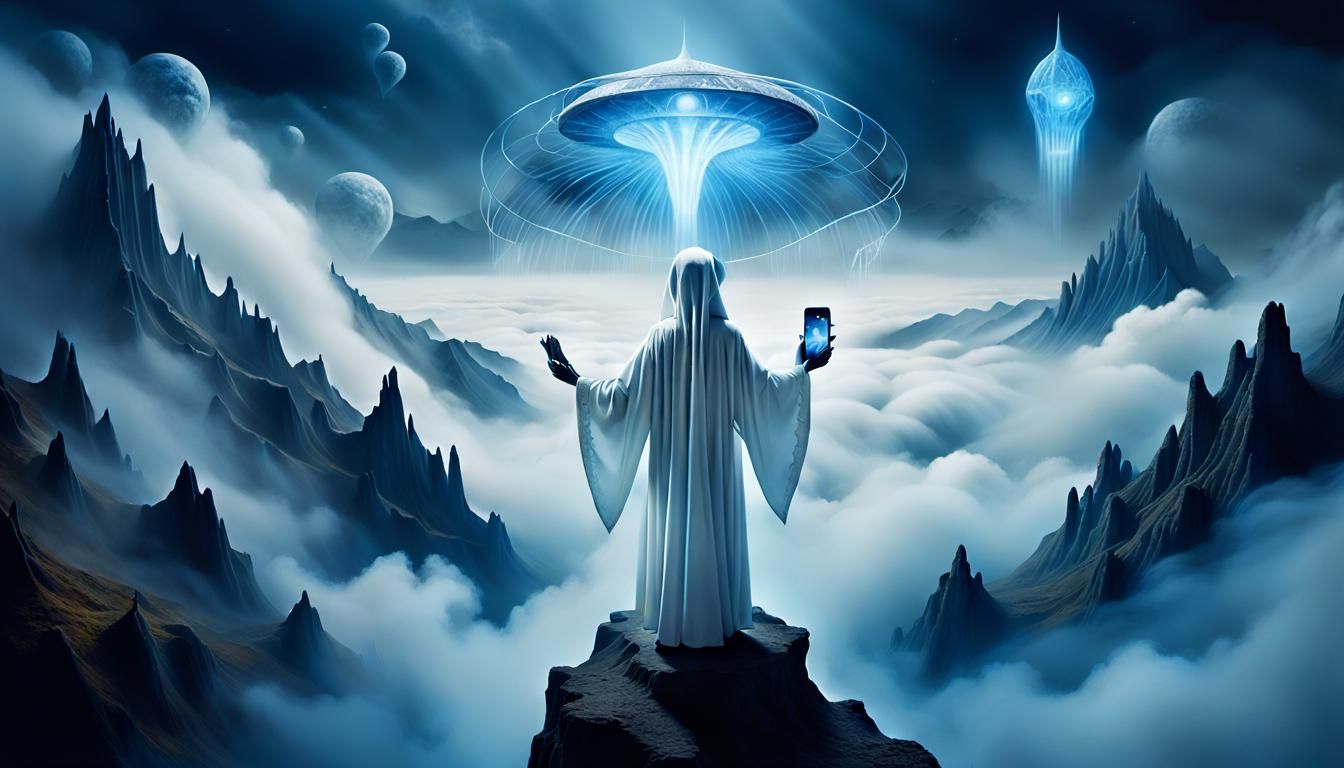 Surreal Alien in Free Fall, Dreamlike Art