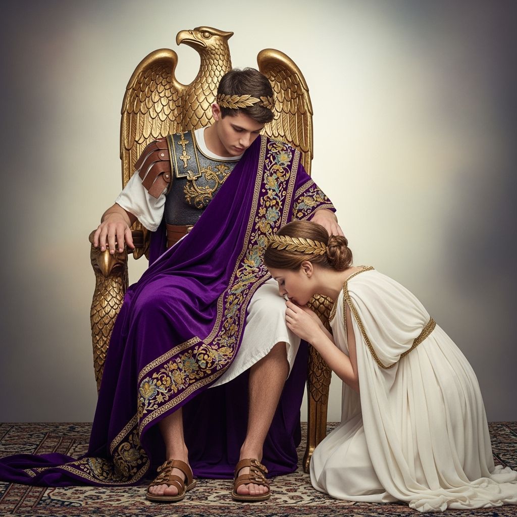 Roman Emperor on Gold Throne: Professional Photography