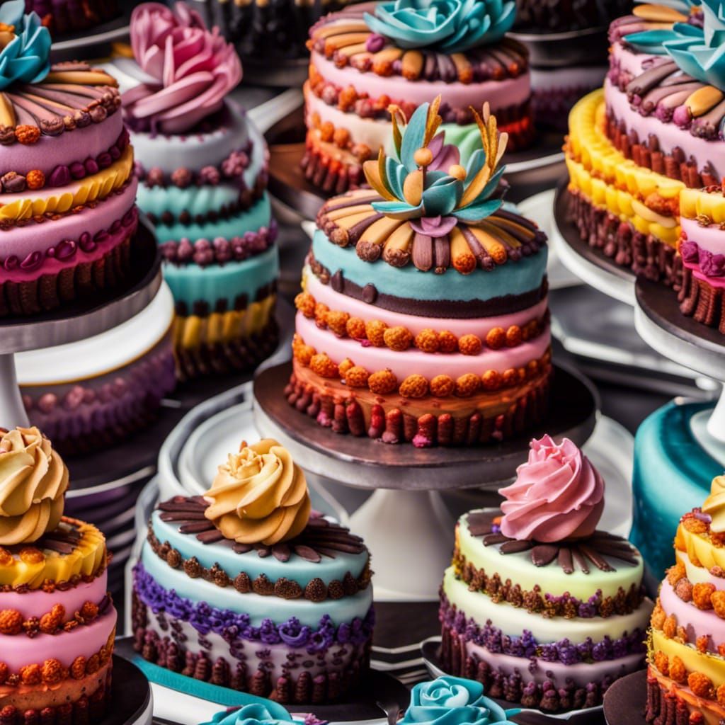 Hyperrealistic Striped Cake with Intricate Details
