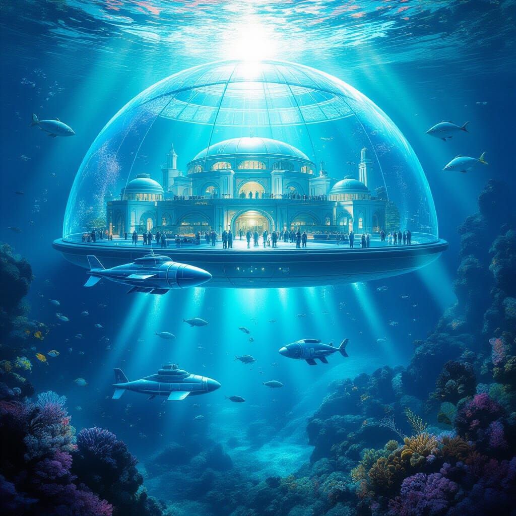 Atlantis: Populated Underwater City with Dome