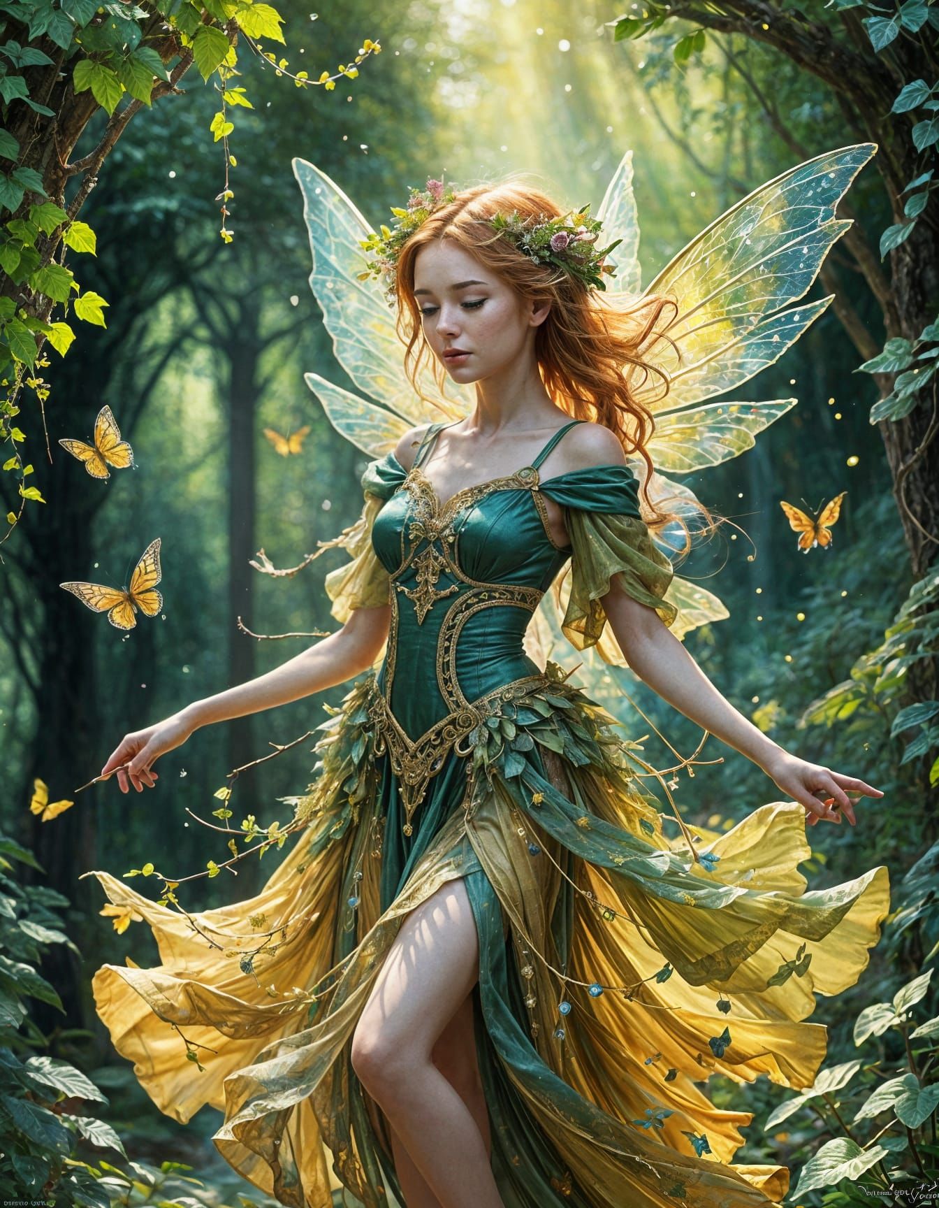 Whimsical Summer Fairy in Vibrant Watercolour