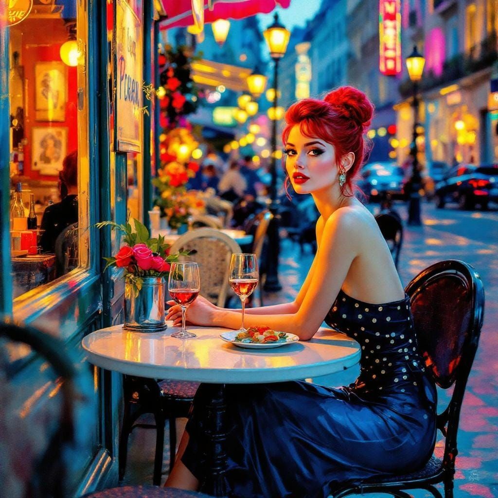 Redhead in Paris: Hyperreal Impasto K-Pop Glamour