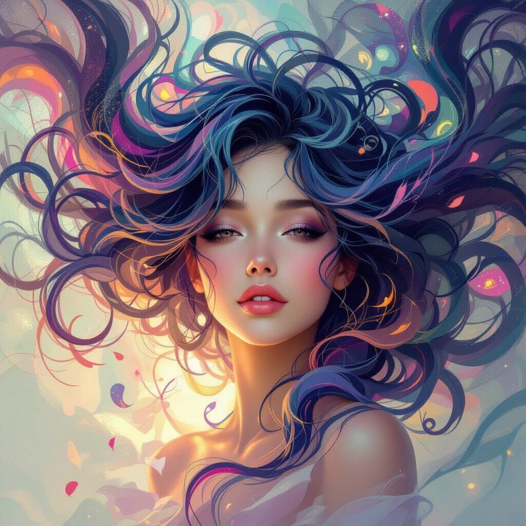 Abstract Hair Art in a Dreamlike Style