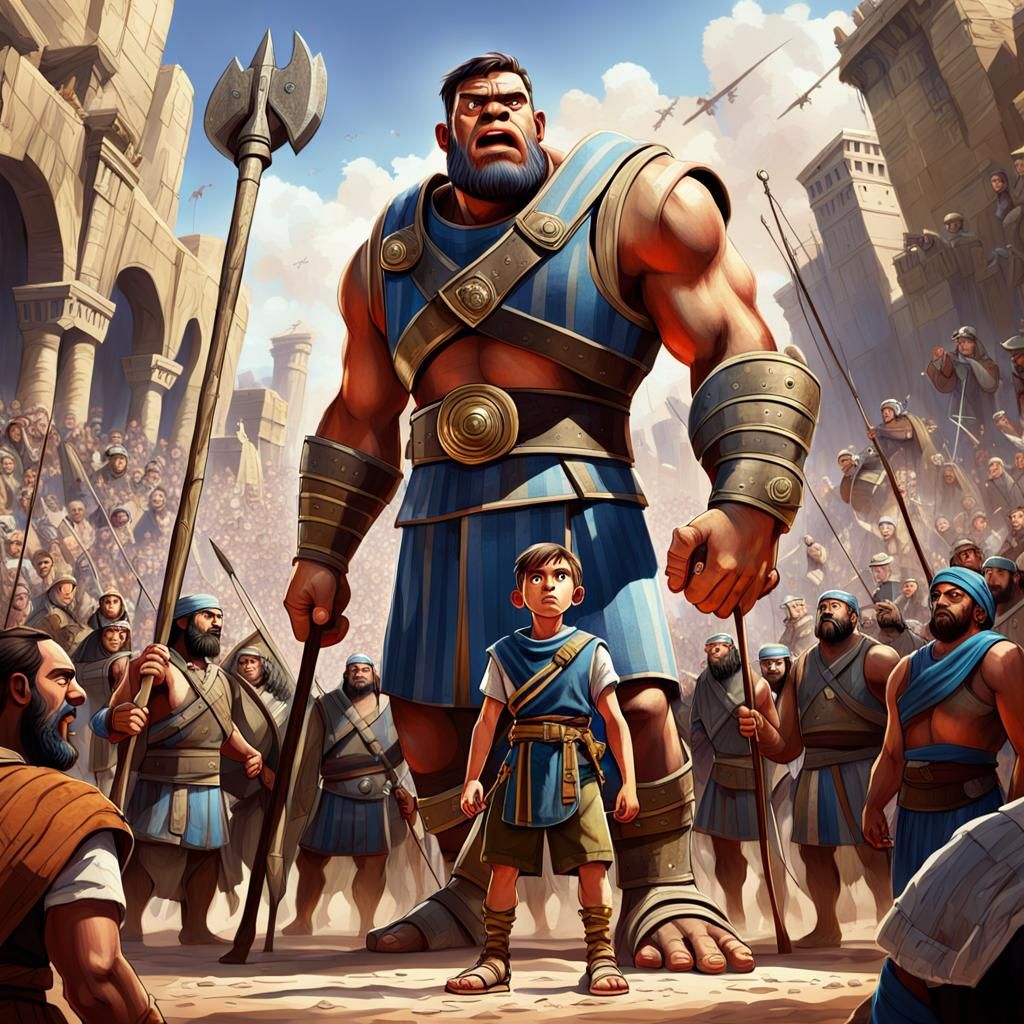 David and Goliath: Pixar-Inspired Fantasy Concept Art