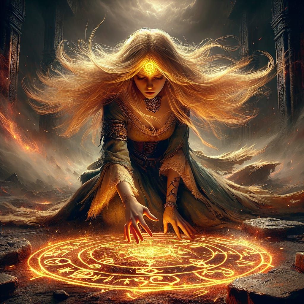 Dark Fantasy Sorceress in Tenebrist Renaissance Style