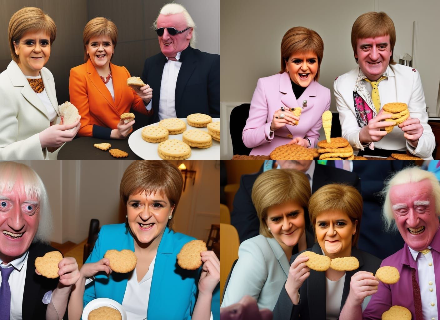 Figures in Fancy Dress Eating Novelty Biscuits
