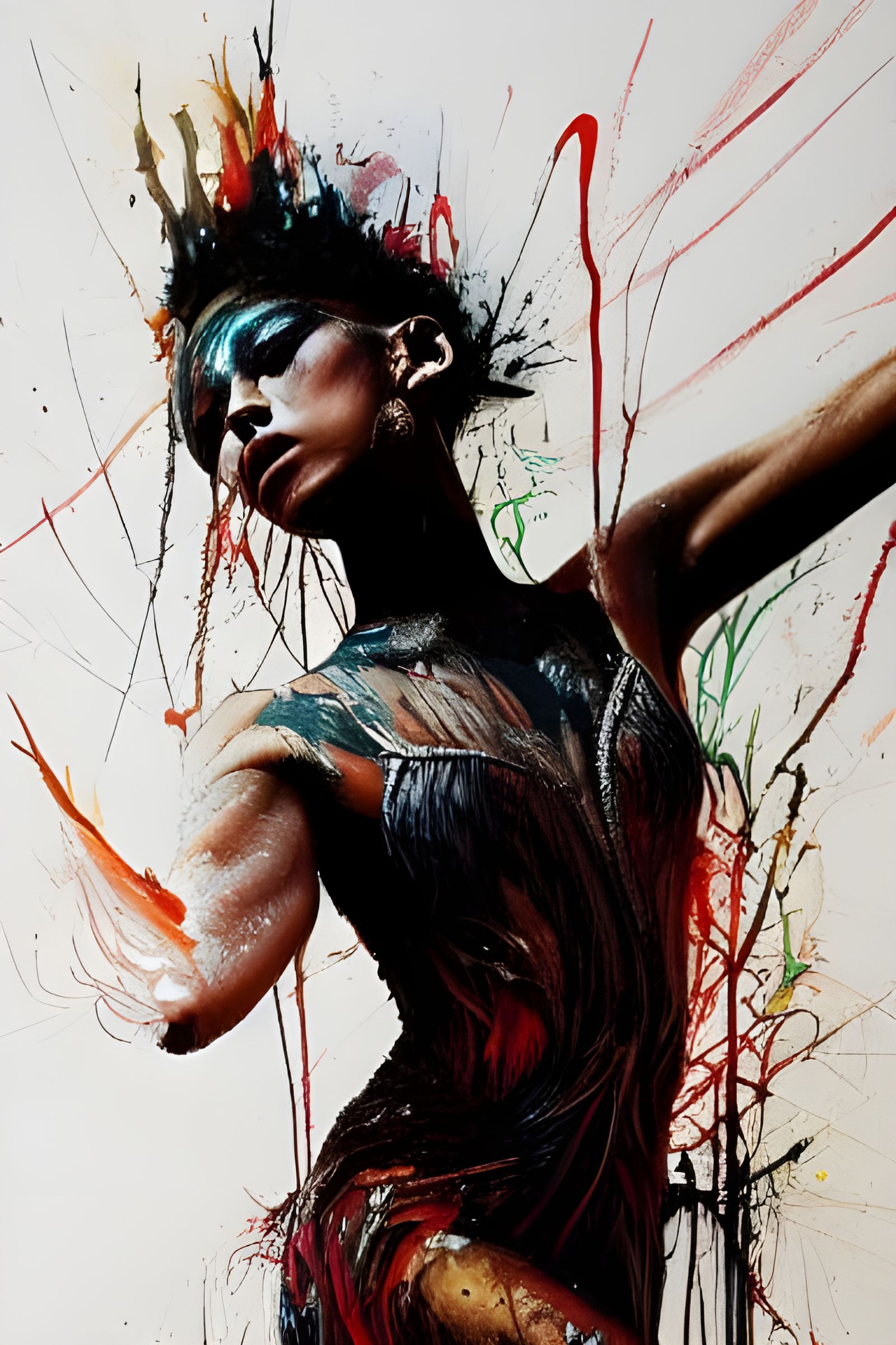 Detailed Black Swan Ballet Dancer Oil Painting