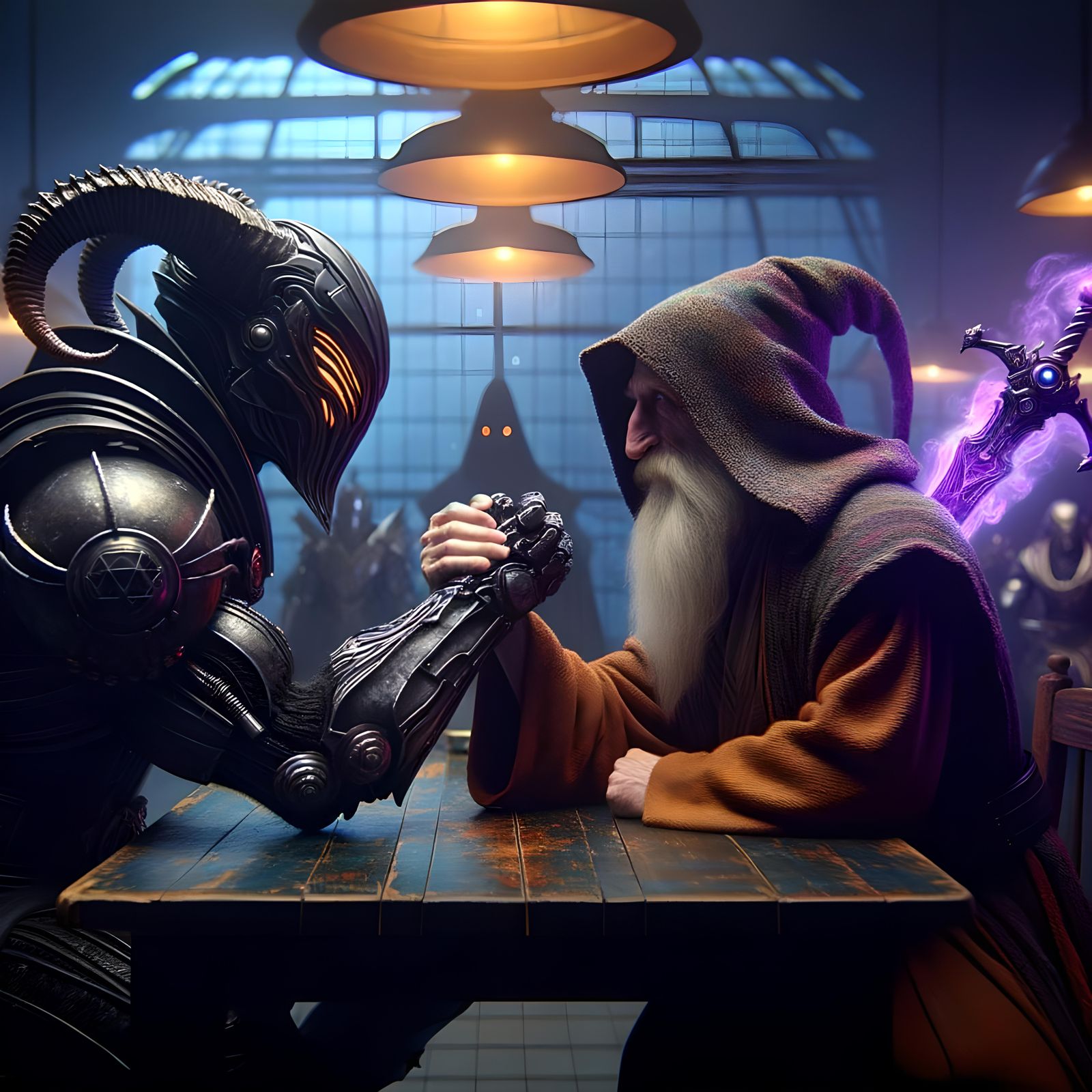 Fantasy Sci-Fi Arm Wrestling Duel