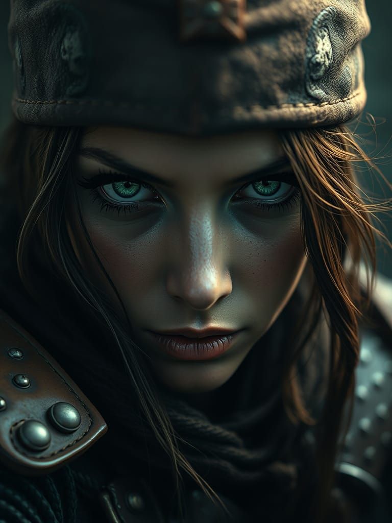 Intense Pirate Woman in Atmospheric Lighting