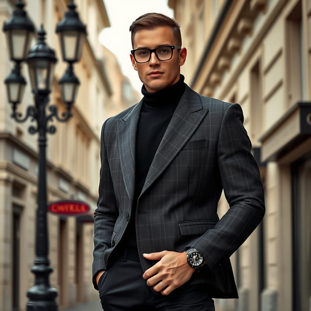 Dapper Gentleman in Vintage European Cityscape