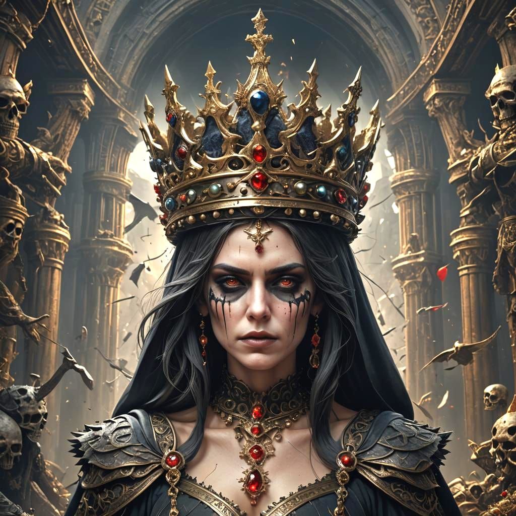 Death's Crown: A Hyperrealistic Surrealist Vision