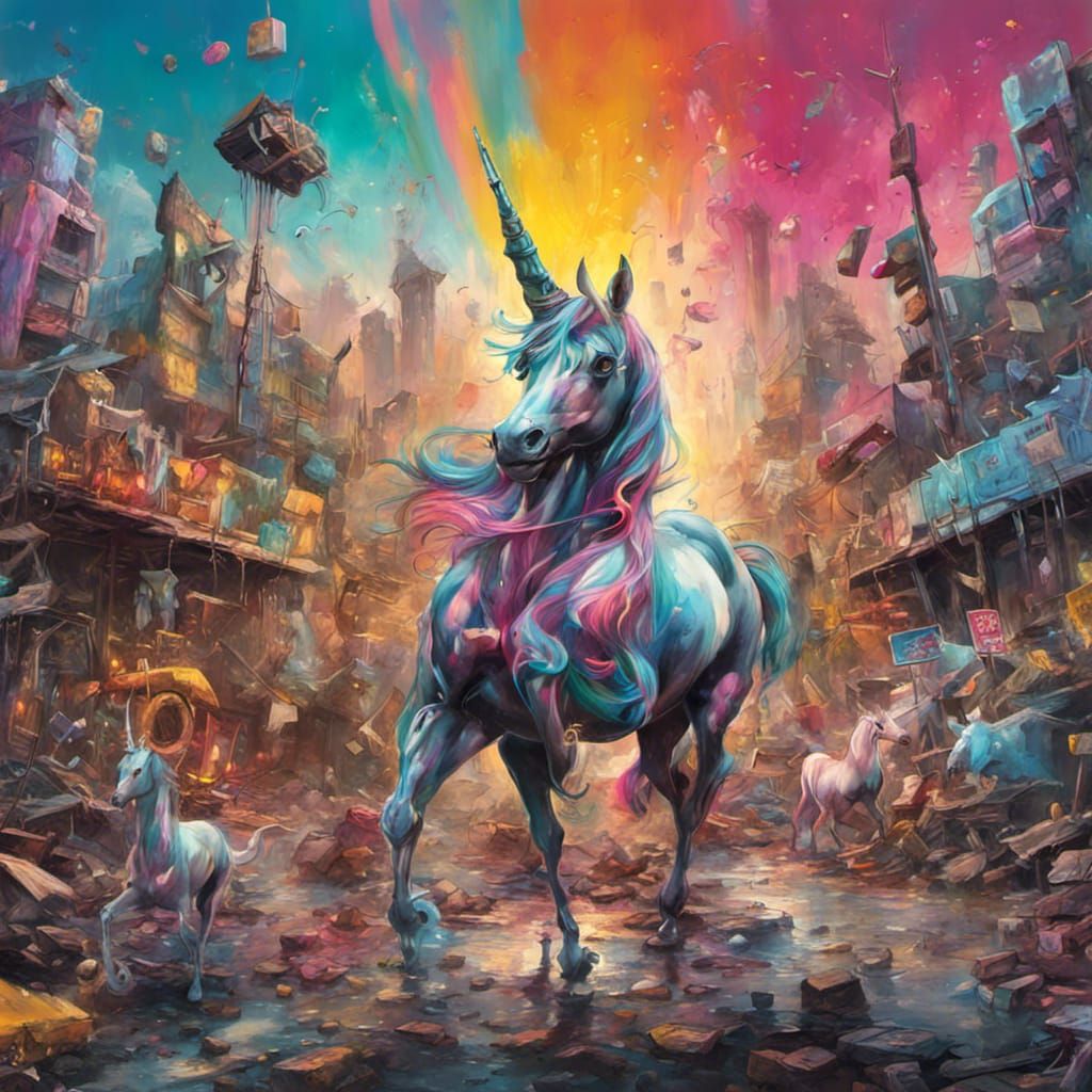 Post-Apocalyptic Graffiti Art: Unicorns and Princesses