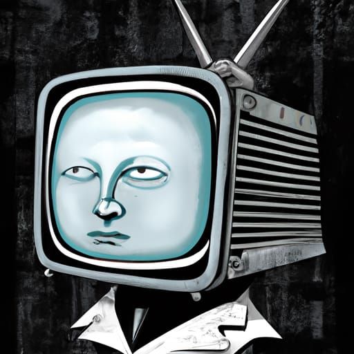 Sinister Television Head in Dark Gothic Style
