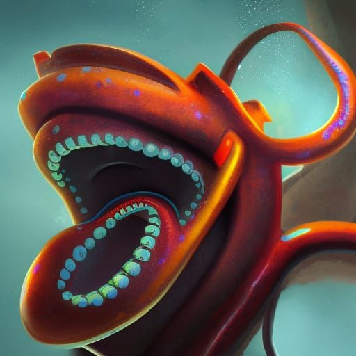Hyperrealistic Squid-Eyed Man: Colorful Splash Art