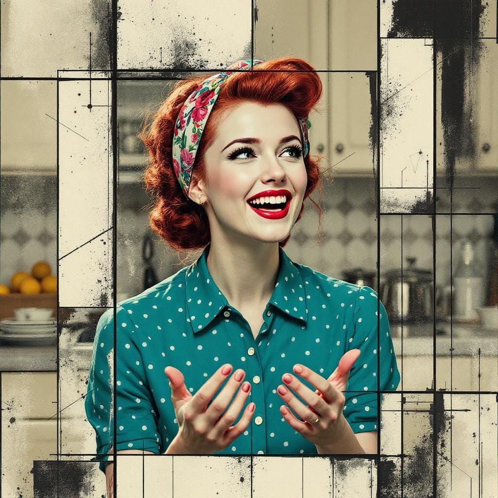 Woman in Kitchen: McKean/Nagel-Style Geometric Portrait