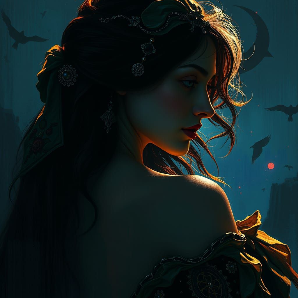 Woman in Elegance, Painted in a Bellows-Inspired Style