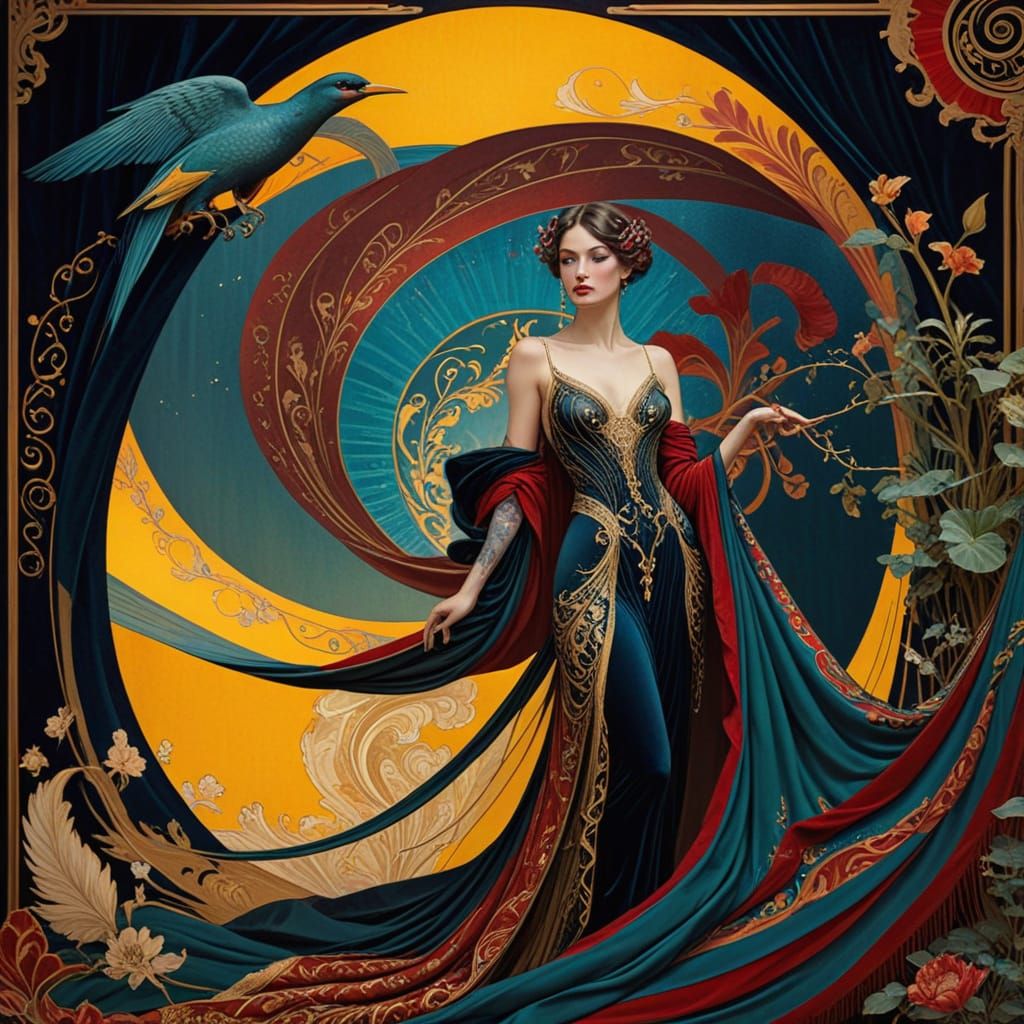 Elegant Woman in Jugendstil Elegance