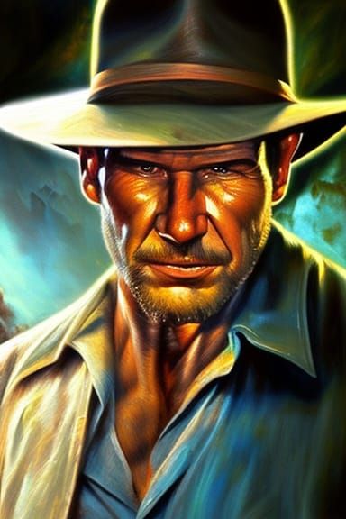Indiana Jones Portrait in Oil Painting Style